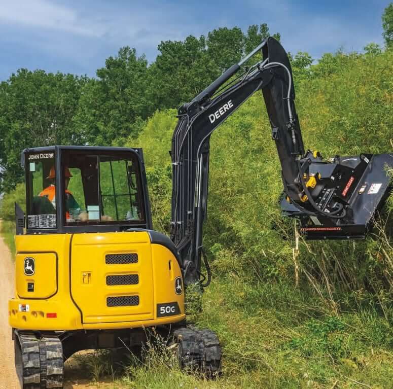 John Deere 50G Compact Excavator with Brush Cutter