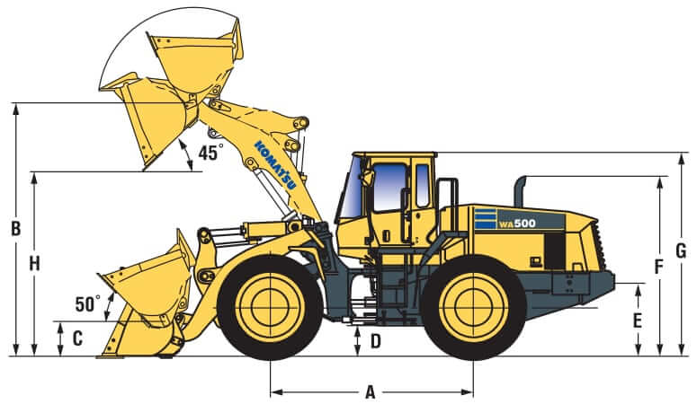 Komatsu WA500-7 Wheel Loader Dimensions