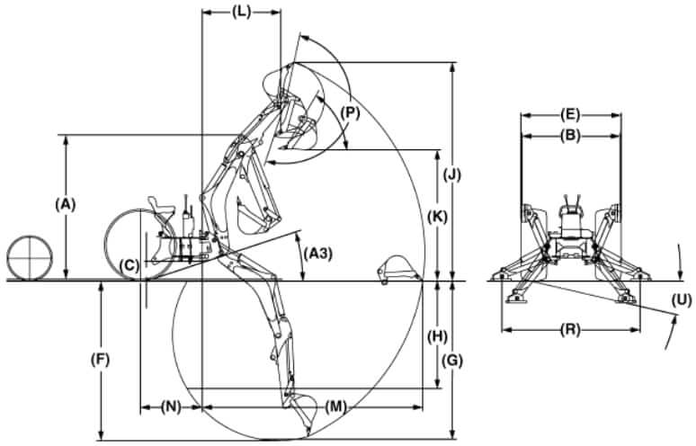 Kubota BH92 Backhoe Dimensions