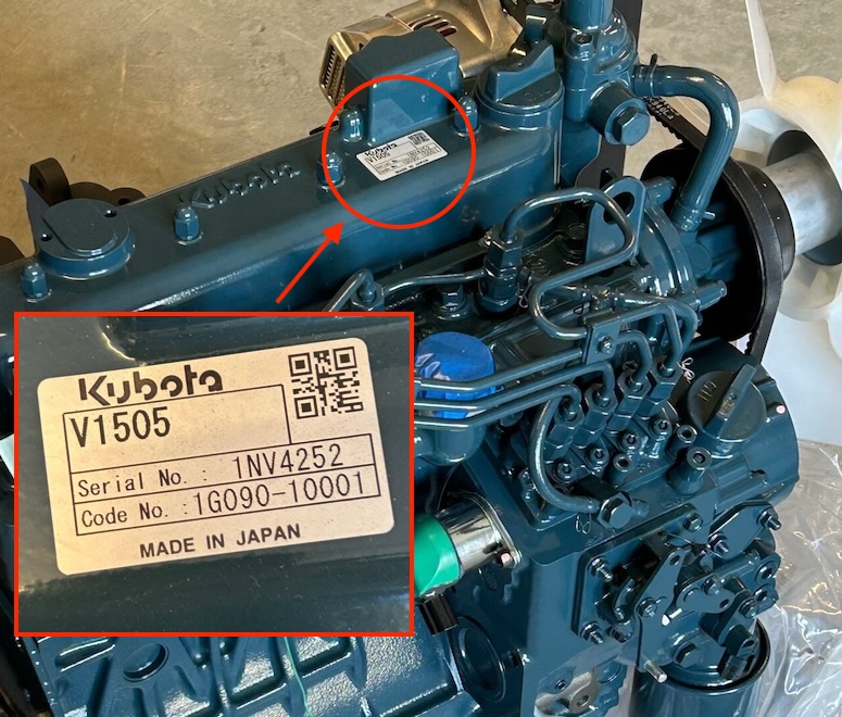 Kubota Engine Serial Number (V1505, Sample)