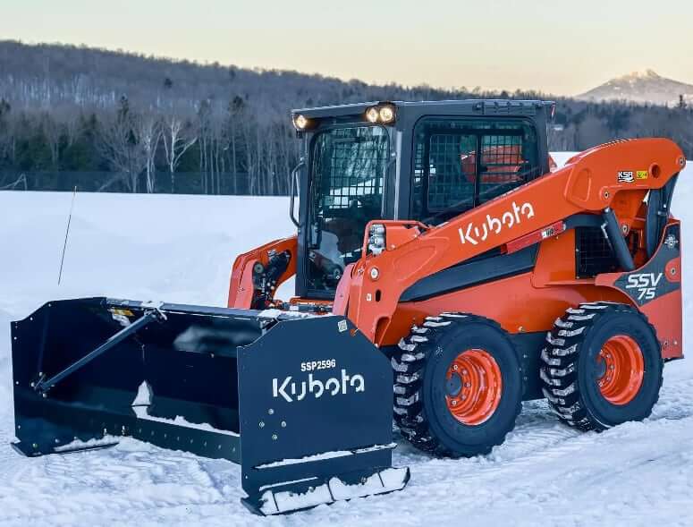 Kubota SSV75 with Snow Pusher