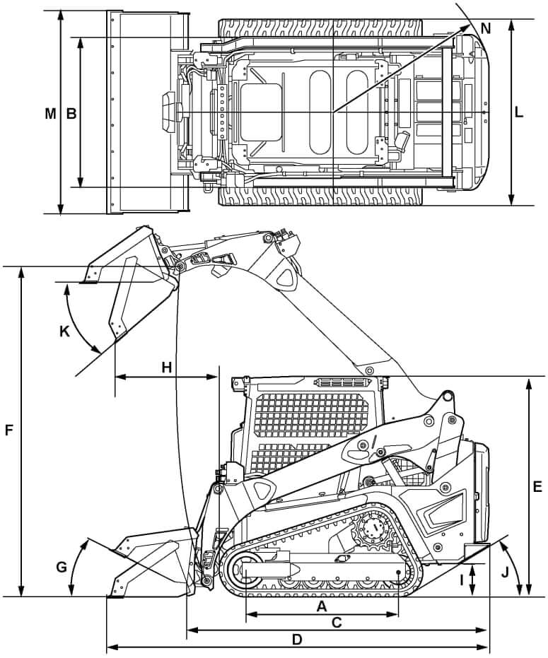 Kubota SVL75-3 Compact Track Loader Dimensions
