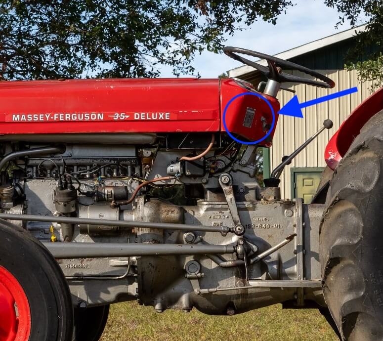 Massey Ferguson 35 Tractor Serial Number Plate Location