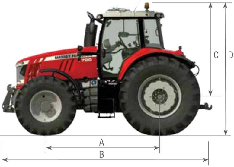 Massey Ferguson 7718 4WD Tractor Dimensions