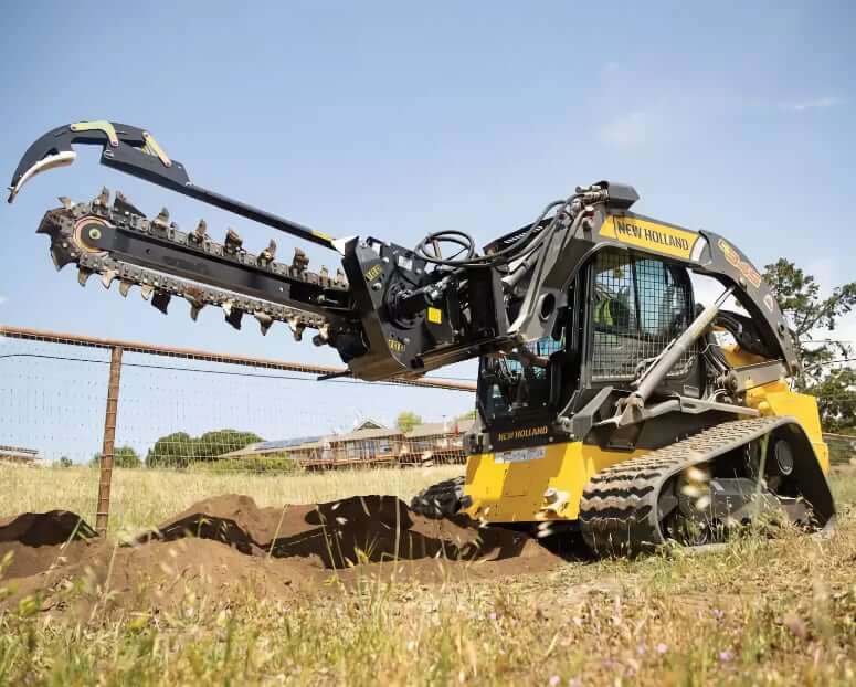 New Holland C345 with Hydraulic Trencher Attachment